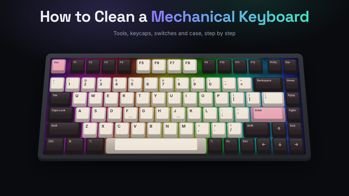How to clean a mechanical keyboard, shown on a KeySim keyboard with RGB lighting